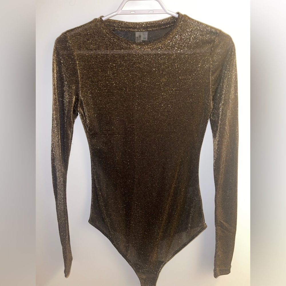Shimmering Gold Long Sleeve Bodysuit (NWOT)